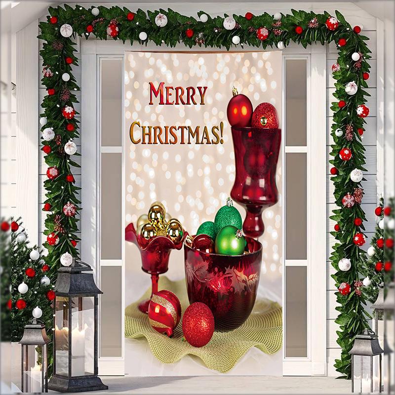Stretch Fabric Christmas Door Tapestry - Santa Claus Gift Background for Holiday Parties