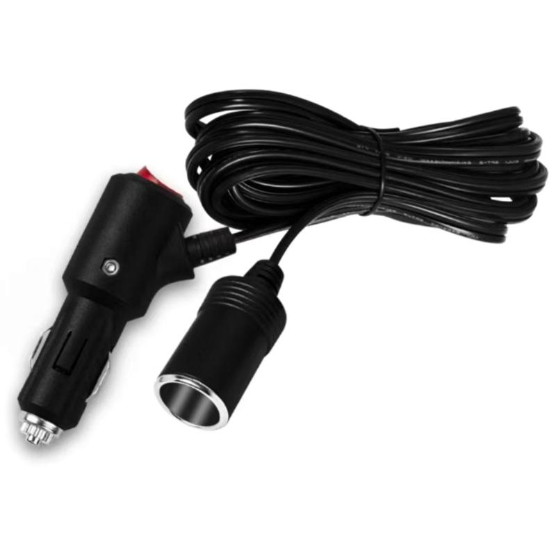 Car Cigarette Lighter Extension Cord with On/off- Button Max180W for Car Chargers, Vacuum Cleaners, Fans, LED Lights,