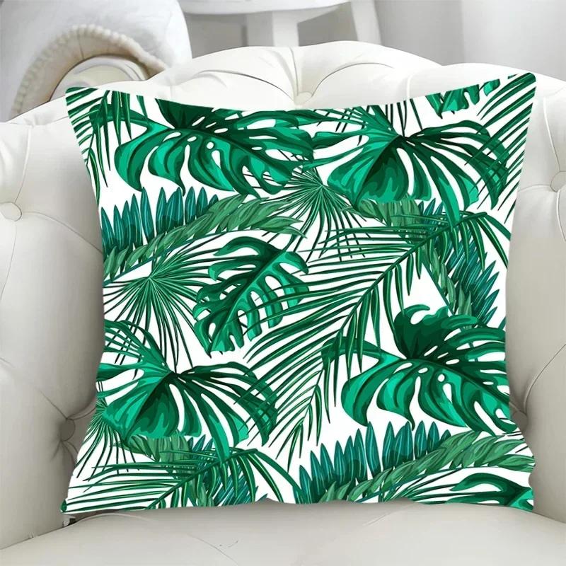 Sofa Cushion Cover 45x45cm Green Leaf Pillowcase 40*40 Decorative Pillowcases for Pillows Pillow Hugs Fall Decoration Covers Bed