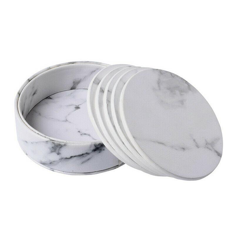 Compre 6pcs Hot Pu Leather Marble Coaster Drink Coffee Cup Mat Easy To Clean Placemats Round Tea Pad Table Holder Barato Frete Grátis Avaliações Reais Com Fotos Joom Compre 6pcs Hot Pu Leather Marble, Coasters For Marble Coffee Table