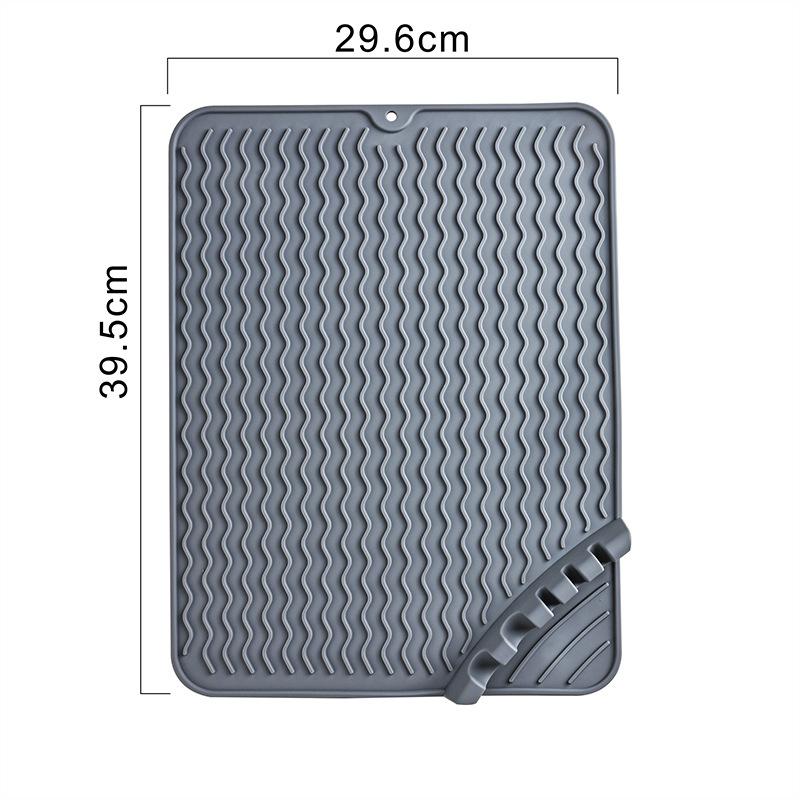 Silicone Draining Mat for Kitchen Counter Soap Dispenser Sponge Easy Clean Non-slipping Countertop Storage Drying Board Pad
