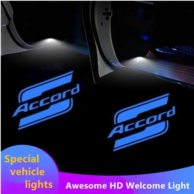 2Pcs Car LED logo Door Ghost Shadow Projector Welcome Light 3D Laser Lamp for Honda Accord 10th 7th 8th 9th 2003-2020 2021 2022 ajc256