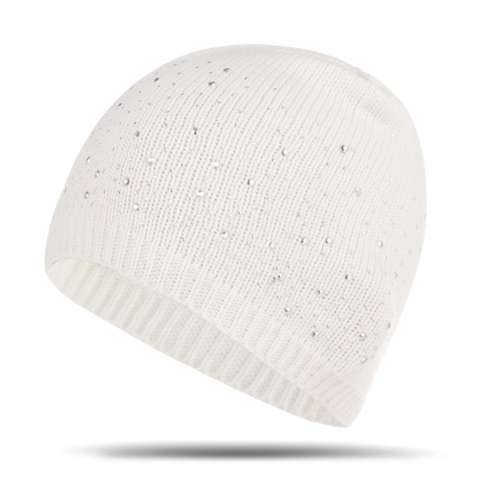 Rhinestone Decor Knitted Hat Stylish & Shiny Beanies Hat Casual Winter Fall Hat  Outdoor Streetwear