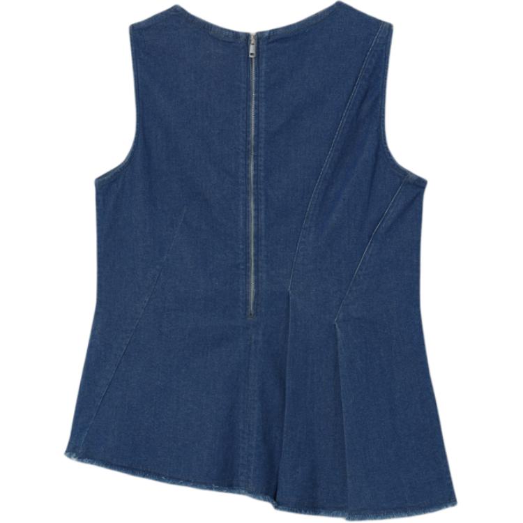 Levis Casual Comfortable Solid Color V-Neck Asymmetrical Hem Denim Vest Women Vests 003U4-0001