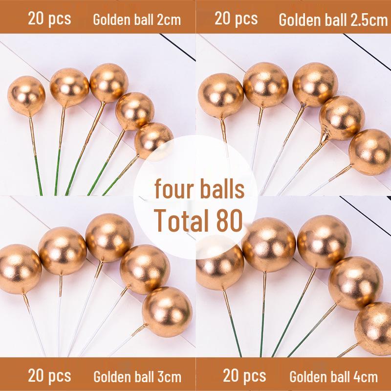 100pcs Cake Toppers: Gold, Silver, and Colorful Balls for Birthday Party Decorations
