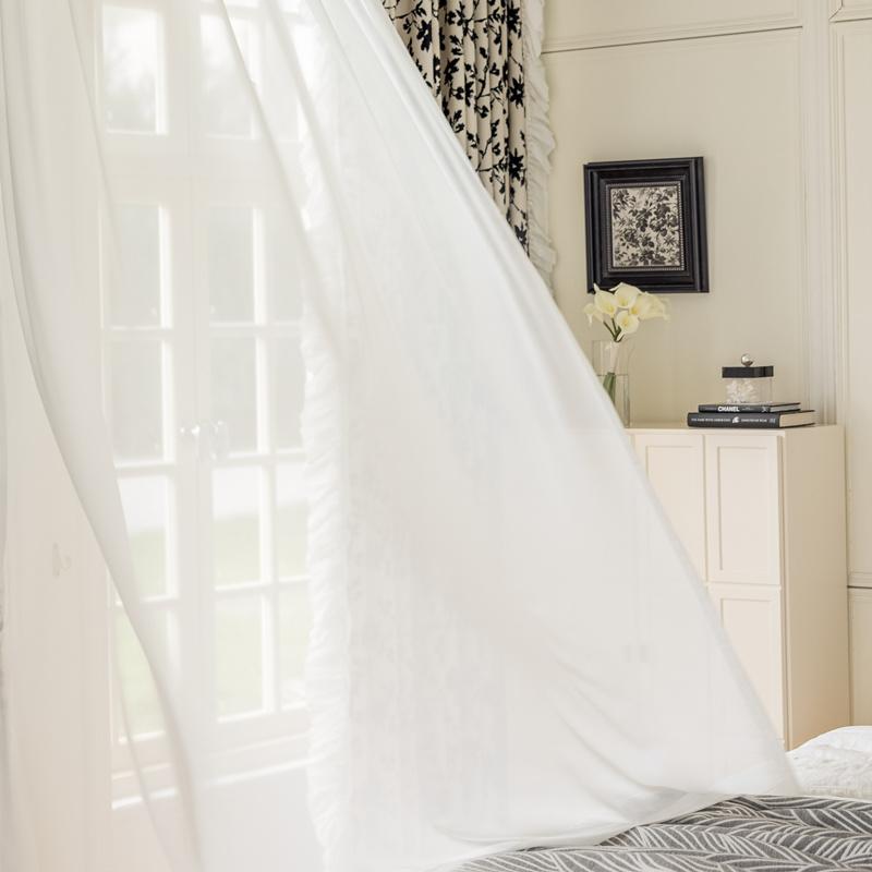 1 buc Perdele alb din tul transparent pentru sufragerie, cu ochiuri de sus semitransparente Echilibrul de intimitate și draperii verticale ușoare pentru sufragerie dormitor