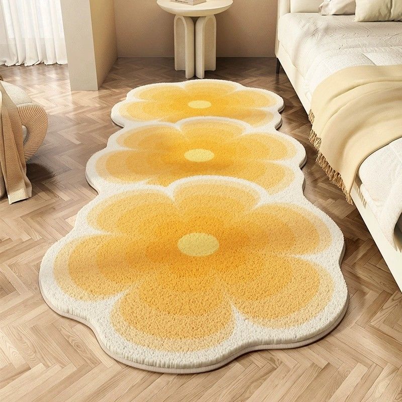 Rug Carpets for Living Room Bedroom Strip Flannel Bed Carpet Ins Flowers Fresh Bedroom Bay Window Dirt Resistant Cool Blanket