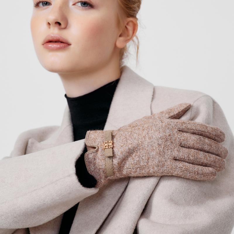 Daks Beige Wool Dd Ribbon Touch Gloves Dcgv0f209