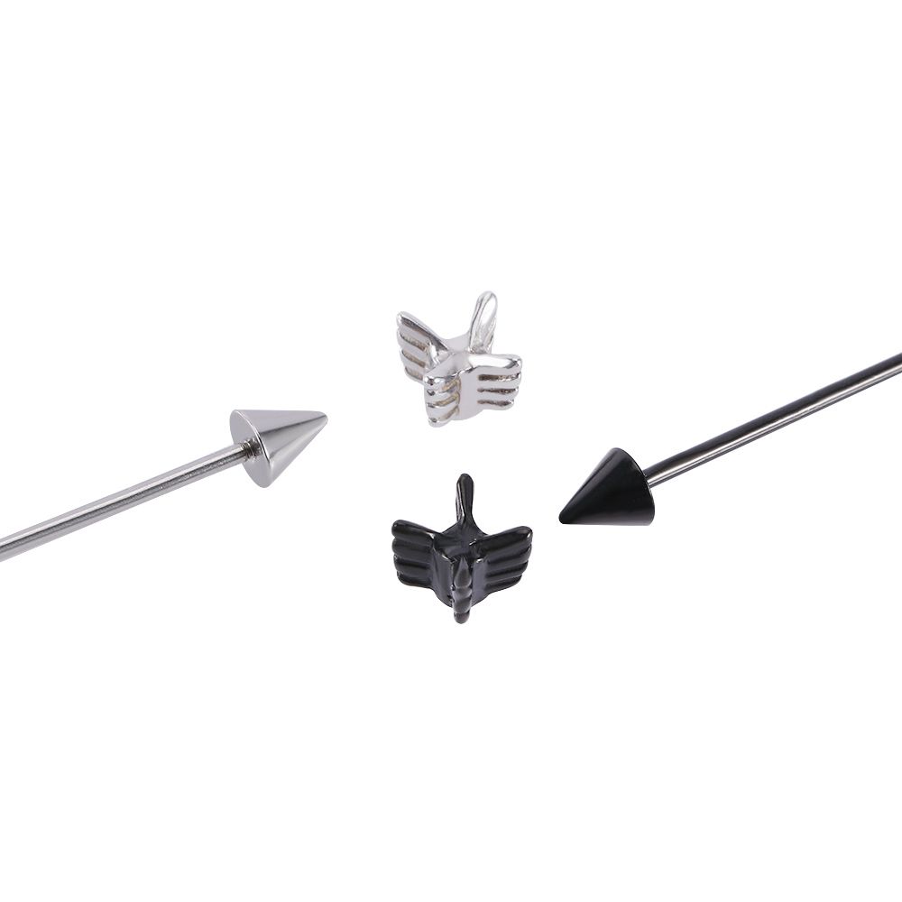 Schraube 35mm Silber Schwarz Industriell Barbell Schmuck Stecker Ohrring Pfeil Piercing Ohrknorpel