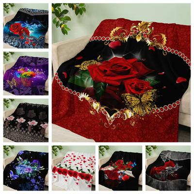 Flannel Blanket Rose Love Valentine'S Day Wedding Blanket Crystal Fleece Blanket Spring And Autumn