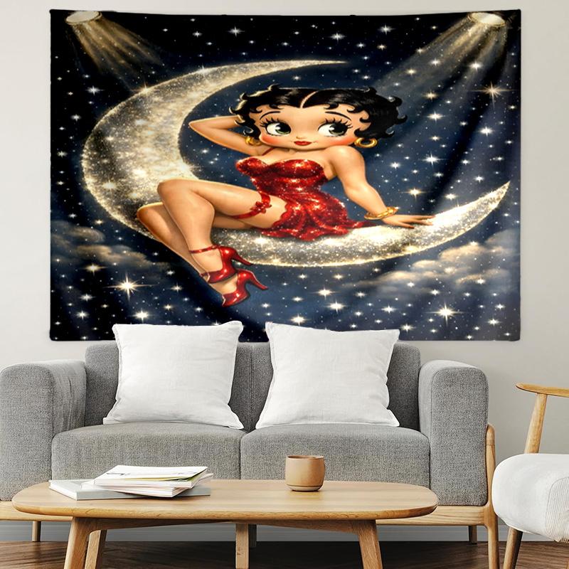 Betty Boop Print Tapestry, Lightweight Wall Hanging, for Bedroom, Dorm, Living Room, Home Art Decor - Birthday Christmas Gift for Friends