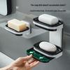 Wall-Mounted Double-Layer Soap Holder with Drainage and Suction Cup Installation