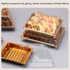 10 Pcs Disposable Sushi Box Home Takeaway Beef Lamb Sliced Salmon Covered Packaging Box Square Sushi Plate Meal Box Containers