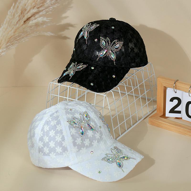 Sun Hat Children Sweet Rhinestone Flower Fashion Cap Versatile Casual Mesh Breathable Baseball Hat