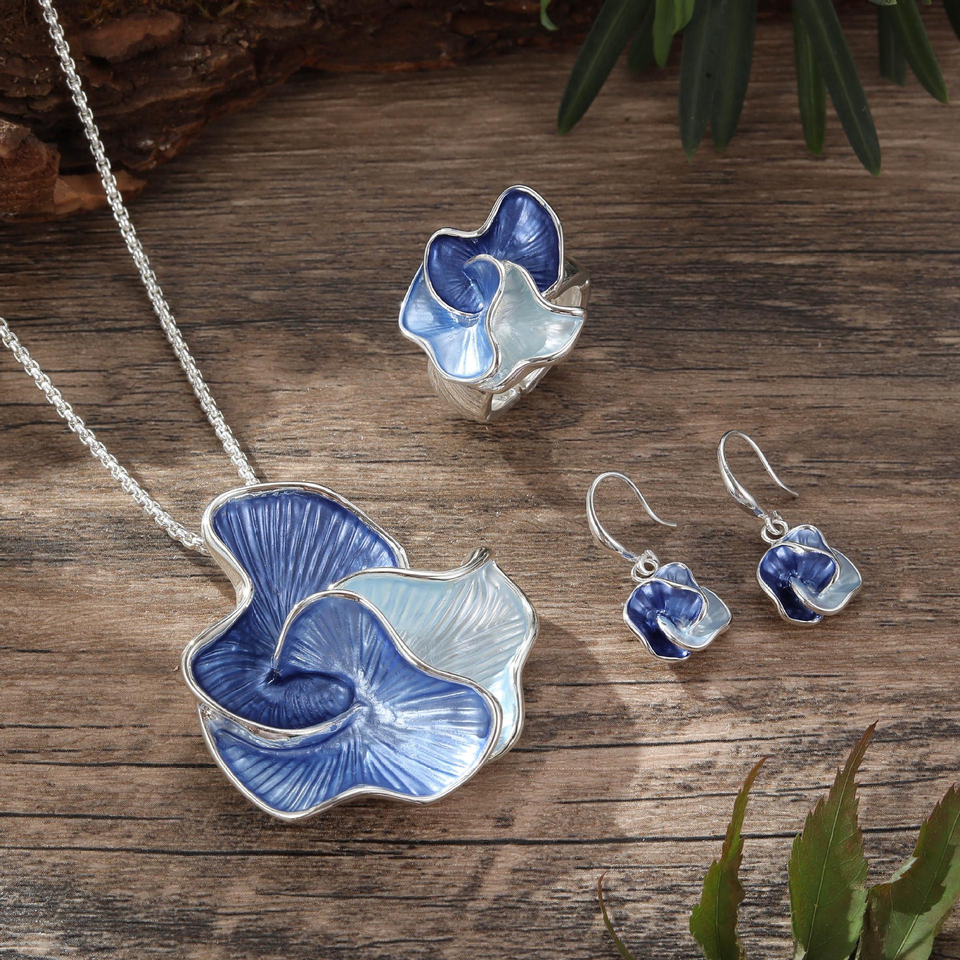 

Новые серьги-пусеты в виде геометрических лепестков с масляной живописью, набор с подвеской, женский набор ювелирных изделий высокого класса