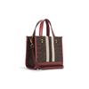 Coach Dempsey 22 Classic Monogram Canvas And Leather Tote Bag Women Tote Bag Dark-Brown Red C7083-IMTN8