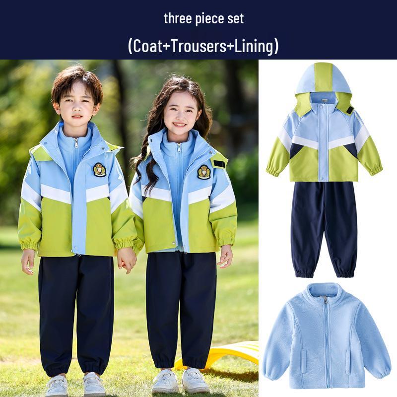 Primary School Windbreaker Three-Piece Uniform Set for Kindergarten and First Grade Students