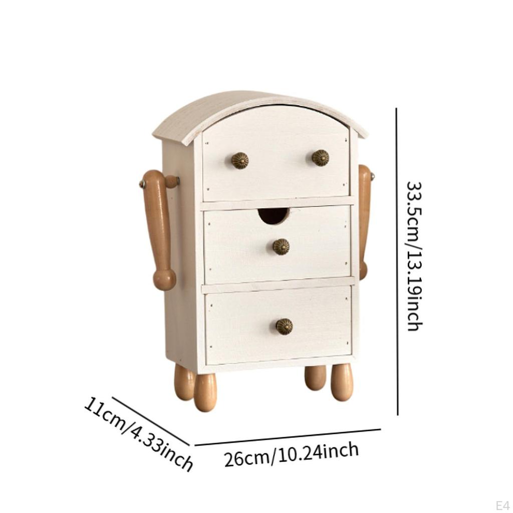 Cutie de Bijuterii din Lemn Organizator de Birou pentru Femei Rezistent la Praf Formă de Robot Depozitare Rustică