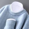 Men's Thickened Pure Wool Color Block Sweater – Round Neck Business Casual Knitwear.