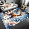 "Winter Deer Carpet with Snowy Forest Lights, Elegant Home Decor" Suitable for use as an anti-slip for living room bedroom sofas