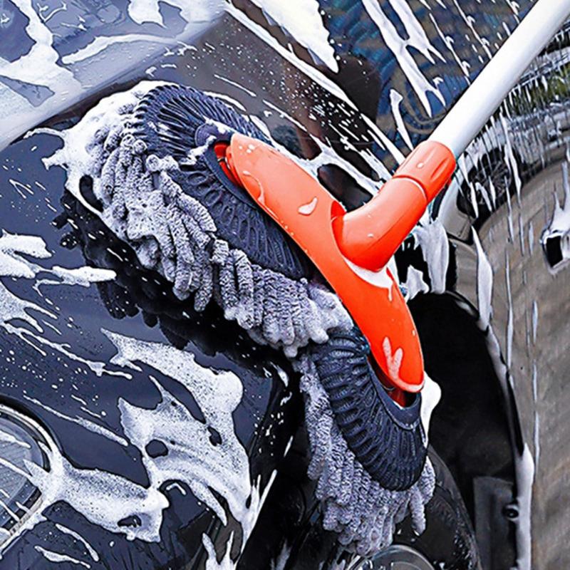 Car Wash Mop Brush Retractable Car Detailing Mop Rotating Long Handle Car Cleaning Brush Chenille Car Wash Mop For Boat RV Truck