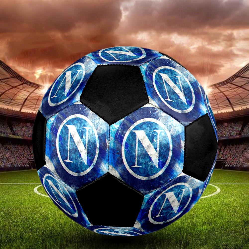 Naples Football Club Indoor Soccer Ball Colorful Machine Stitched PVC Size 5 Team Training Competition Ready Durable High-Bounce Cool Sports Gift