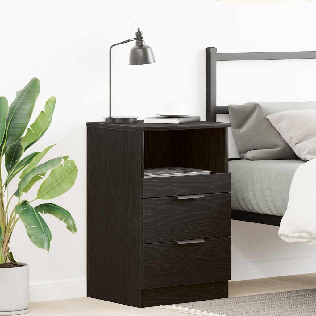Nightstand Black Oak Effect 40 x 36 x 65 cm Engineered Wood