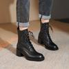 Fall Shoes Women Boots Square Toe Chunky Heel Women Shoes Retro Genuine Leather Modern Boots Short Boots Winter Boots Heels