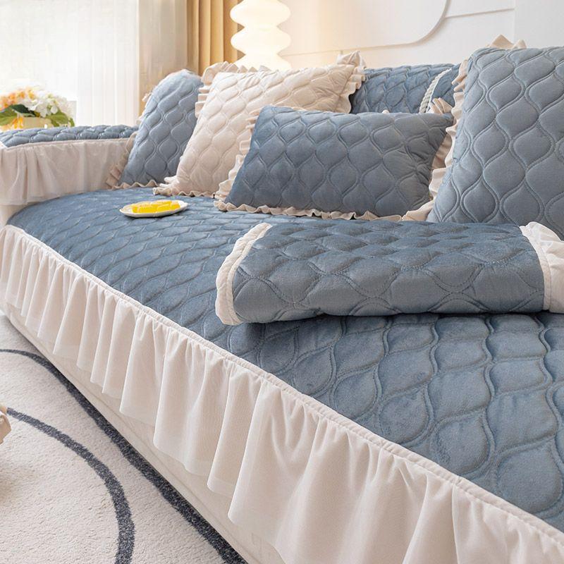 Almofada de sofá de pelúcia estilo inverno espessada antiderrapante capa universal pano minimalista moderno couro encosto toalha capa
