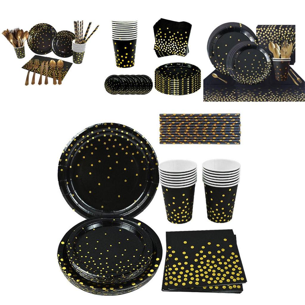 Chic Black Gold Stamping Party Supply Decor Ideal For Weddings Birthdays And Baby Showers Gatherings