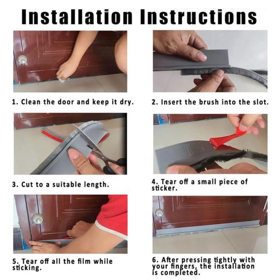 2Pcs Door Sweep for Bottom of Door Integrated Door Sweep Brush Design