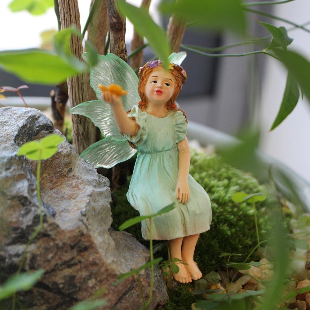 

Flower Fairy Resin Crafts 14cm Garden Decor Mini Plug-In Decorative Outdoor 14.7cm