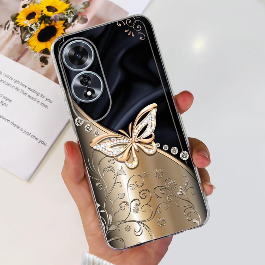 For OPPO A60 Case CPH2631 Phone Coque Transparent Slim Soft Silicone Back Cover oppoA60 A 60 Funda Flower Butterfly Love Heart