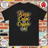 Keep Calm and Crypto On Bitcoin Logo T Shirt Adult S for Enthusiasts Investors Digital Nomads Vintage Washed Stretched