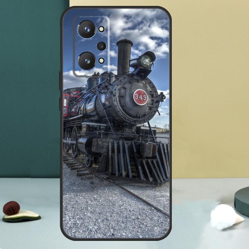 Vintage Steam Train Railway For Realme 14 13 Pro Plus 10 11 12 GT 5 6 6T GT7 Pro C61 C55 C53 C51 C21Y C25S C75 C67 Case