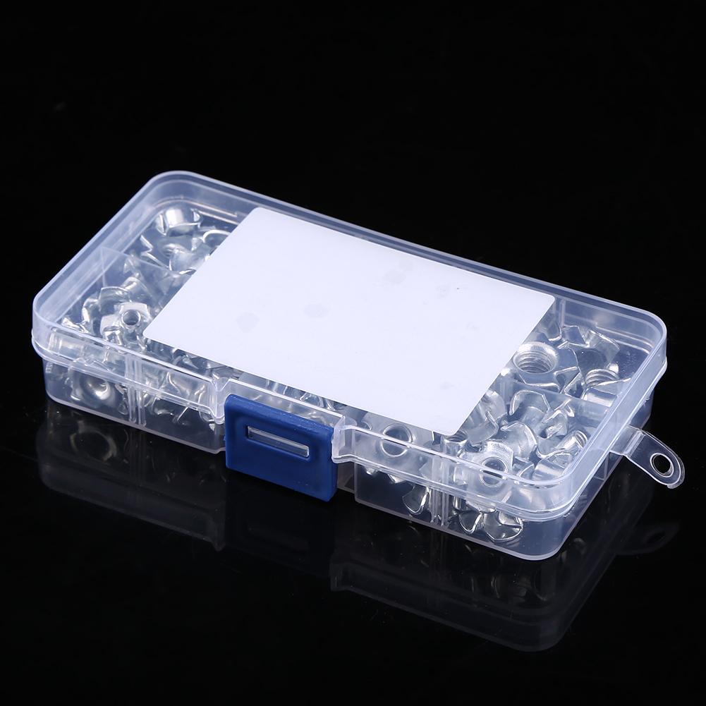 90pcs Carbon Steel M3 M4 M5 M6 M8 Four Pronged T Nuts Blind Inserts Nut for Wood Furniture