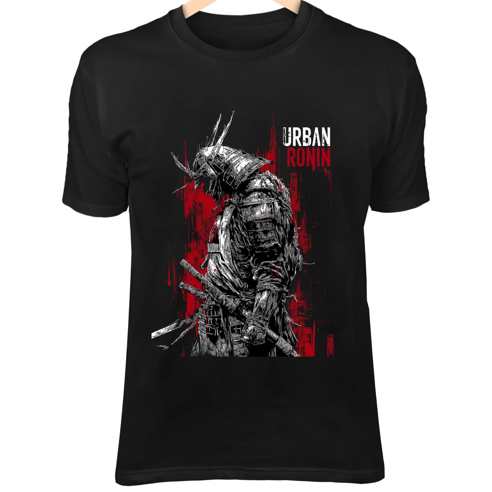 Urban Ronin - Samurai Silhouette, Bold Stacked Text & Minimal City Grid II L