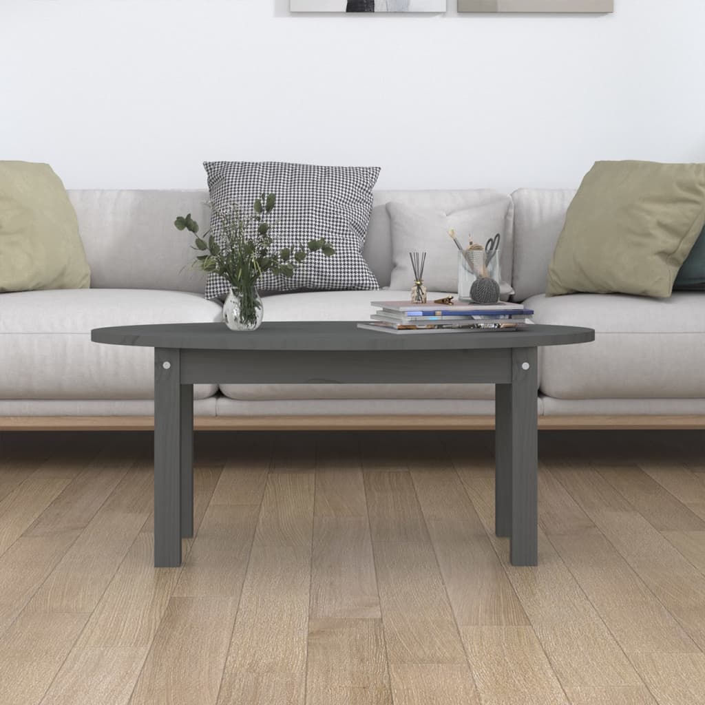  Coffee Table, Grey, 80x40x35 Cm, Solid Pine Wood