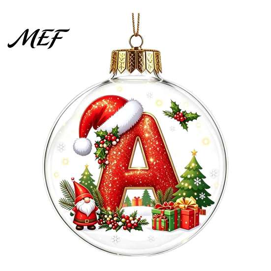 Winter Holiday Party Supplies 26?Letter Acrylic Christmas Ball Ornament, 3D Crystal Style Alphabet Xmas Wall Hanging Ornaments Pendant, Tree
