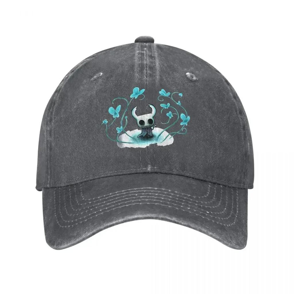 Vintage Hollow Knight Baseballkappe Unisex Stil Used-Look Baumwolle Snapback Hut Geisterspiel Outdoor Golf Verstellbare Passform Hüte Kappe
