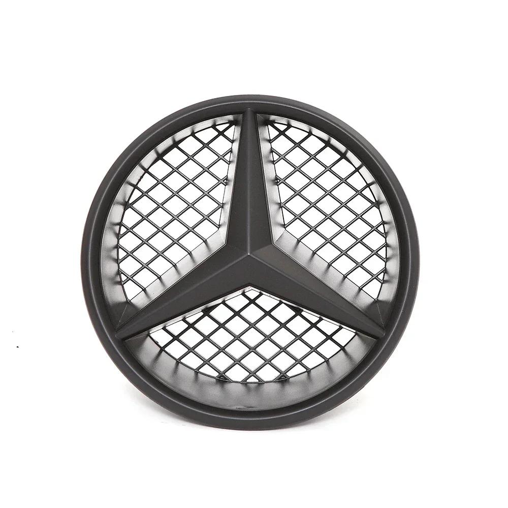 Car Front Grilled Star Emblem LED Illuminated Logo Glossy Black Border and Chrome Silver For Mercedes Benz W204 W245 X204 Class