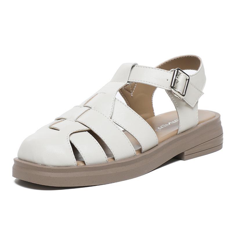

Grape mother same style, Roman sandals women s 2025 new flat-bottomed pig cage shoes 32-34 size 41-43 43 белый