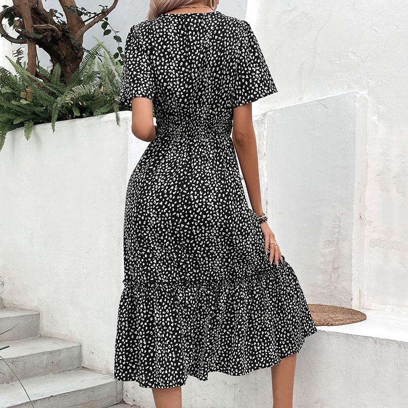 Neues dünnes Sommerkleid für Damen mit schmaler Passform und Aufdruck