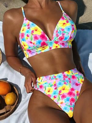 2025 Sexy Print Träger Bikini Set High Waist Push UP Badeanzug Damen Rückenfreies Bademode Sommer Strand Badeanzug