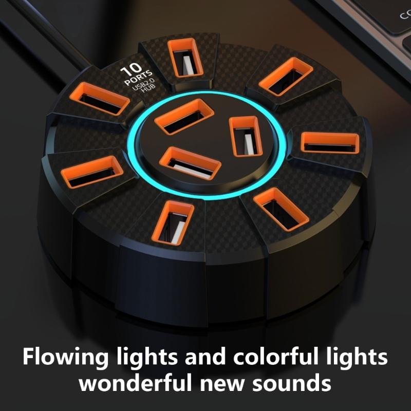 USB Docking Station 10 Port USB 2.0 Hub Expansion Dock Data Transfer Expander USB Extension for Keyboard USB Expander