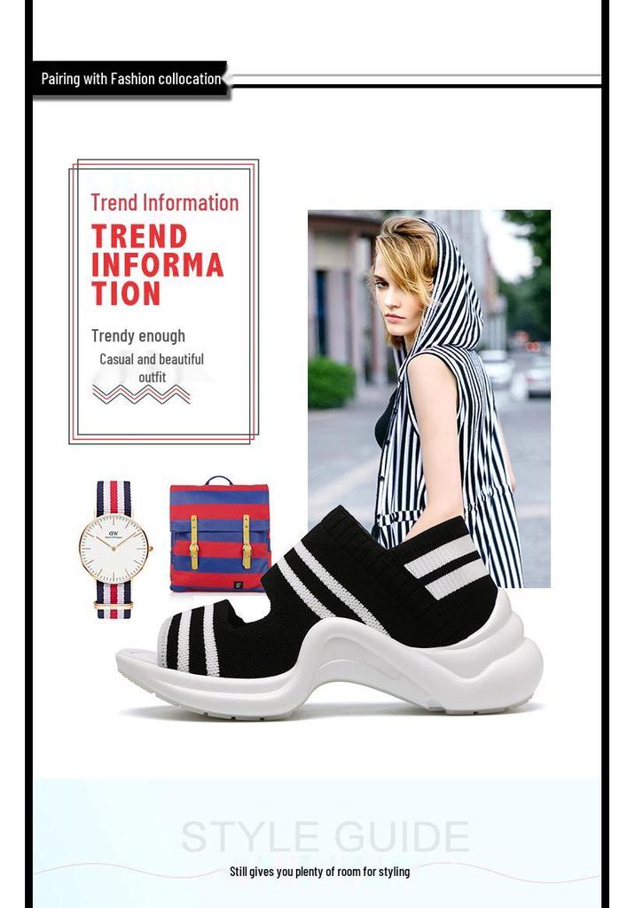 Knitted Mesh Sandals 2025: Thick Sole, Lightweight, Summer Sports Casual, Round Toe Women's Footwear