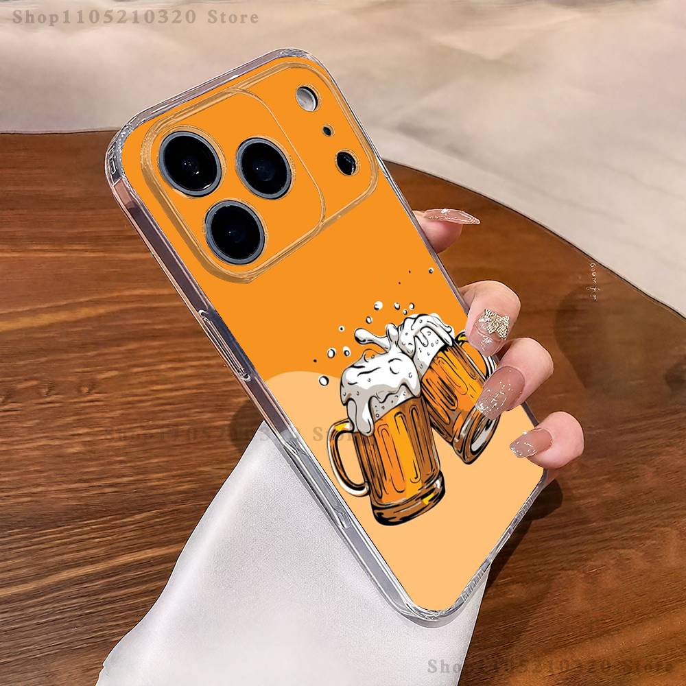 

Beer Art Pattern Phone Case For iPhone 17,16,15,14,13,12,11 Pro,Max,Plus,X,XS,XR,SE4,E Mini Transparent Soft Cover iPhone17Promax