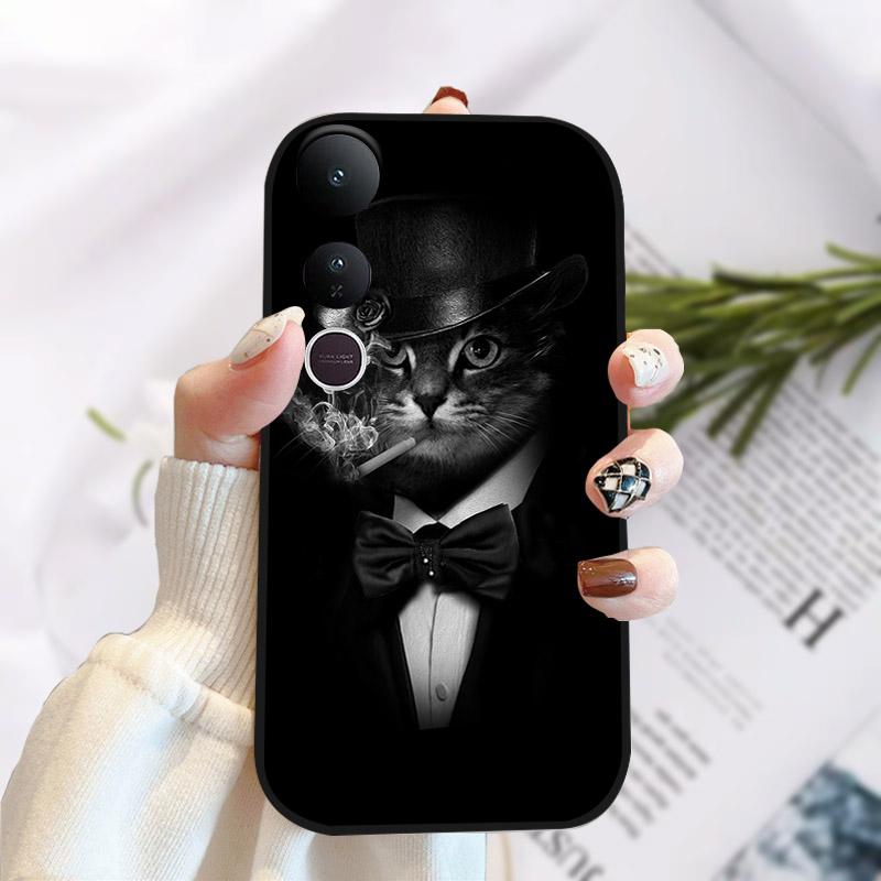 For Vivo V50 Lite 5G Case Fashion Luxury Printed Black Matte Soft TPU Silicone Bumper Cover For Vivo V50Lite 4G Phone Case Funda