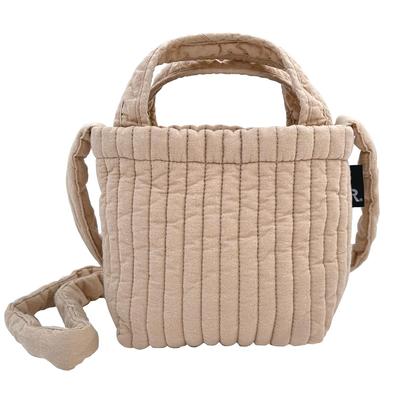 1229 Quilted Shoulder Mini Tote Bag SC Babylou Flat Ible [Rootote] (Sand Beige)