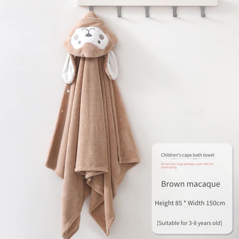 

Children Towel Cape Soft Absorbent Cashmere Baby Towel Bathrobe Wearable with Hat Cartoon Bathrobe Cashmere Animal Pattern 85x150cm верблюд